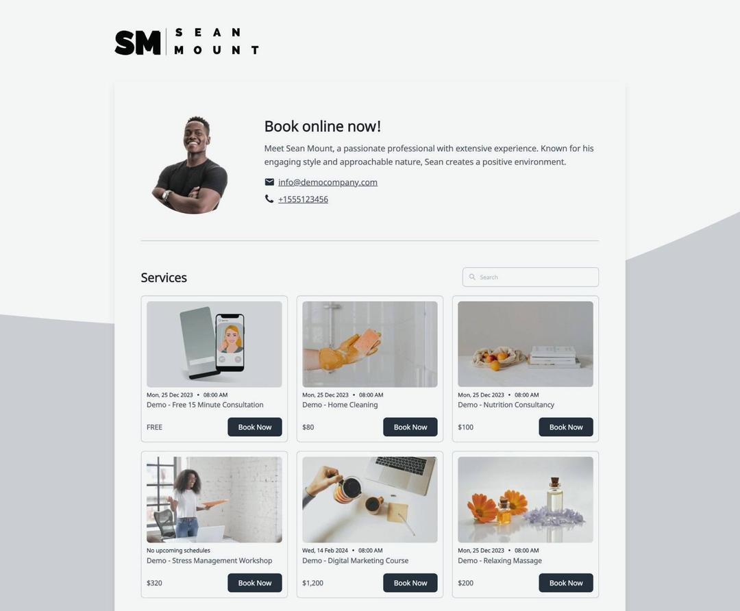 Standalone booking page