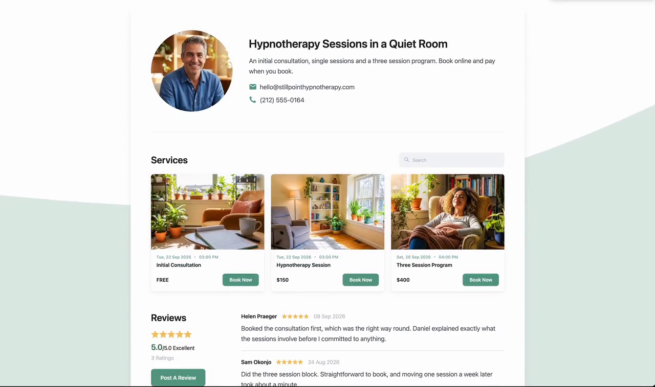 How online booking works for a hypnotherapist