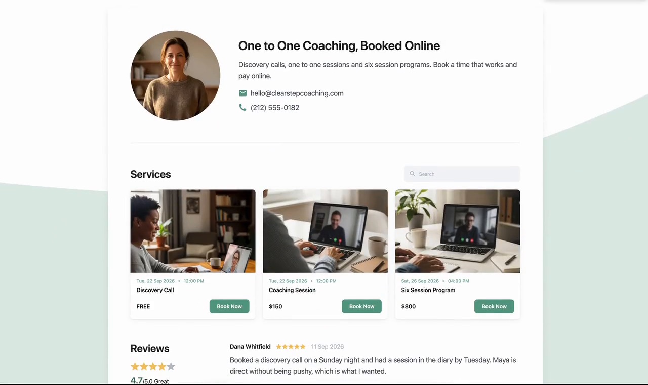 How online booking works for a life coach