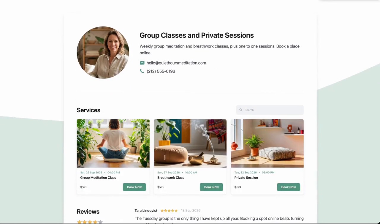 How online booking works for a meditation teacher