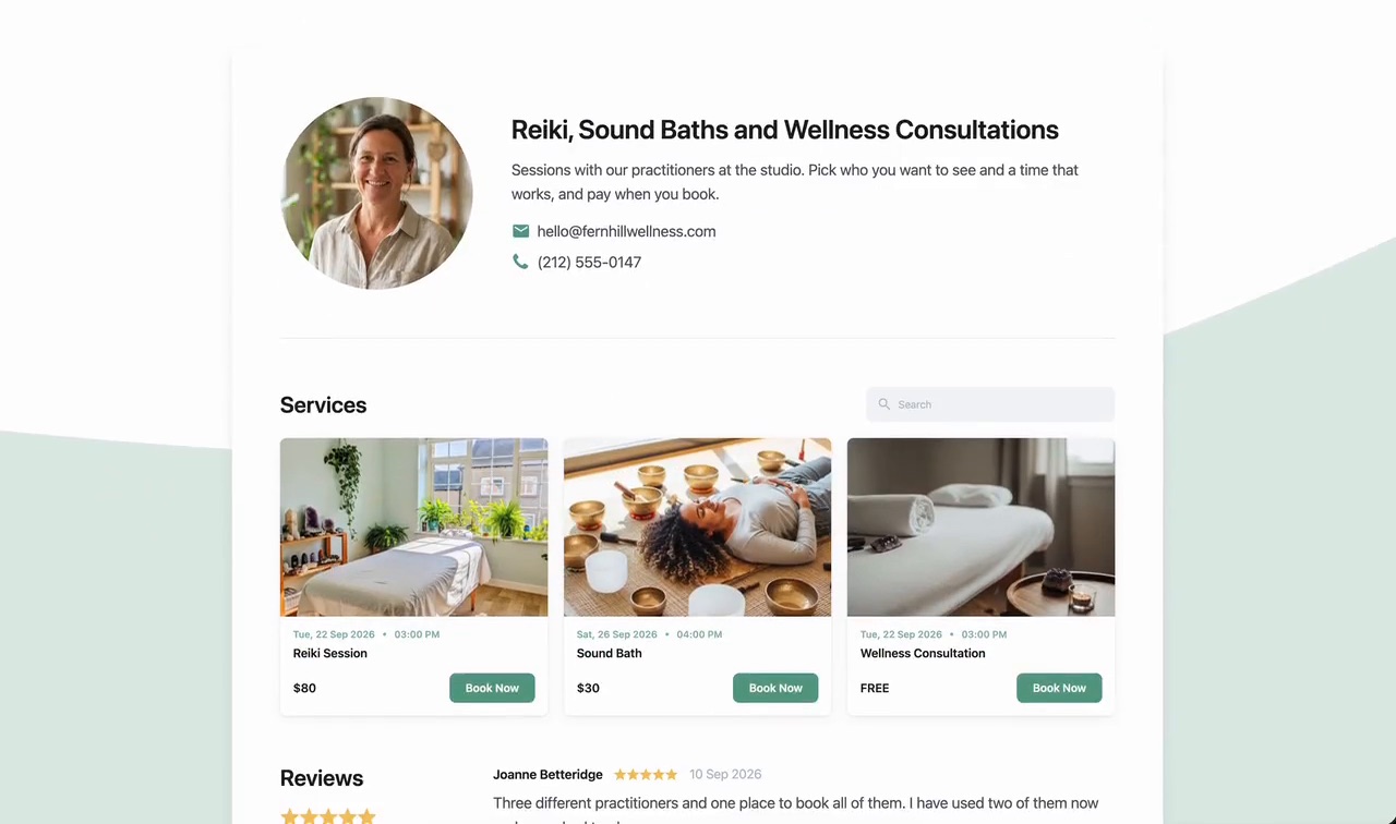 How online booking works for a wellness center