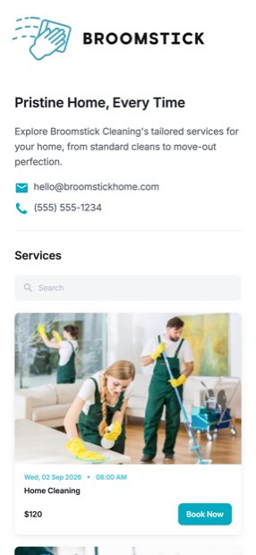 A customer booking page built with kiwilaunch