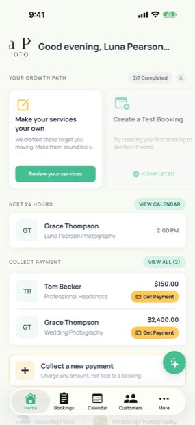 A day of bookings and payments in the kiwilaunch app